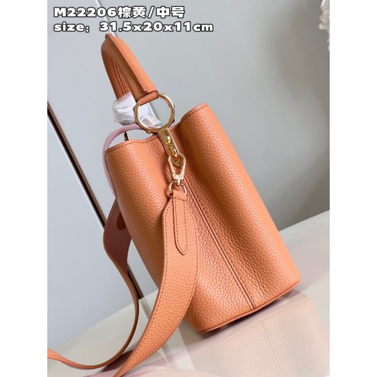 M22206 Brown Yellow Medium Capucines MM Handbag size：31.5x20x11cm