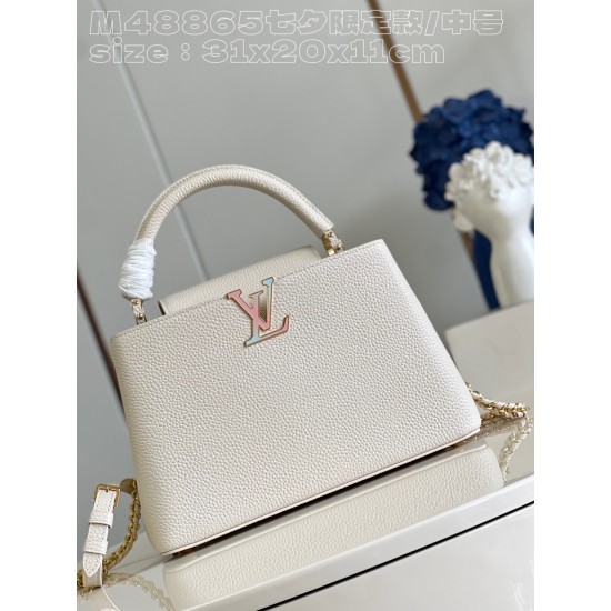  M48865M23082  Capucines MM LV Milky Way 31.5x20x11cm 