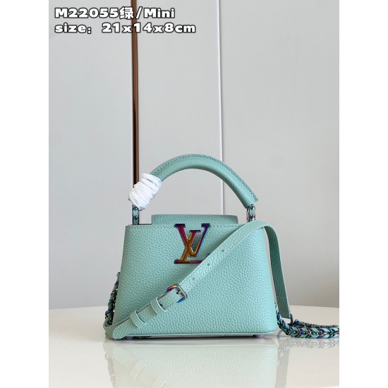 M22055 Green Capucines Mini Capucines Mini handbag。size：21x14x8cm