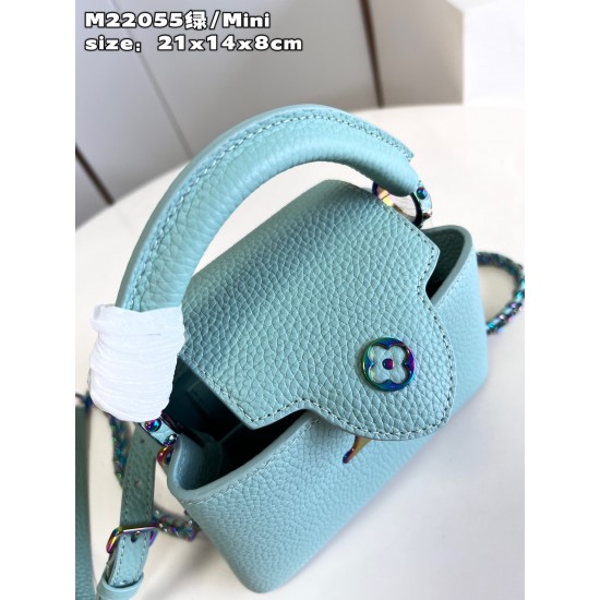 M22055 Green Capucines Mini Capucines Mini handbag。size：21x14x8cm