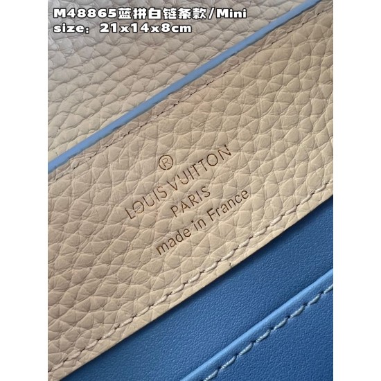 M48865 Blue with White Mini Capucines Mini Handbagsize：27x18x9cm 