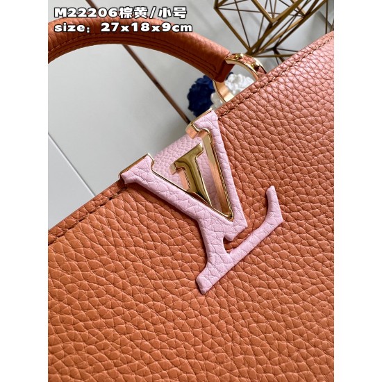  M22206 Brown Yellow Small Capucines BB Handbagsize：27x18x9cm
