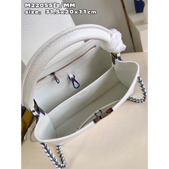M22055 White Medium Capucines MM Handbagsize：31.5x20x11cm 