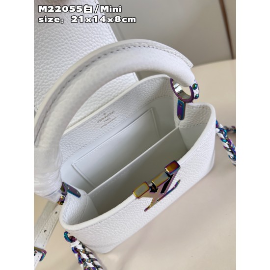 M22055 White Mini Capucines Mini Handbagssize：21x14x8cm
