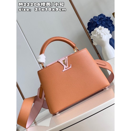  M22206 Brown Yellow Small Capucines BB Handbagsize：27x18x9cm