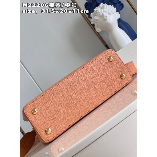 M22206 Brown Yellow Medium Capucines MM Handbag size：31.5x20x11cm