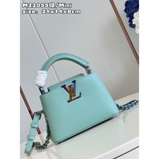 M22055 Green Capucines Mini Capucines Mini handbag。size：21x14x8cm