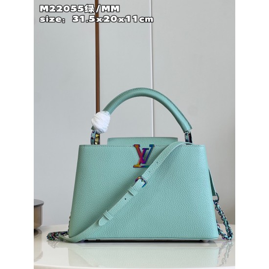 M22055 Green Medium Capucines MM Handbagsize：31.5x20x11cm 