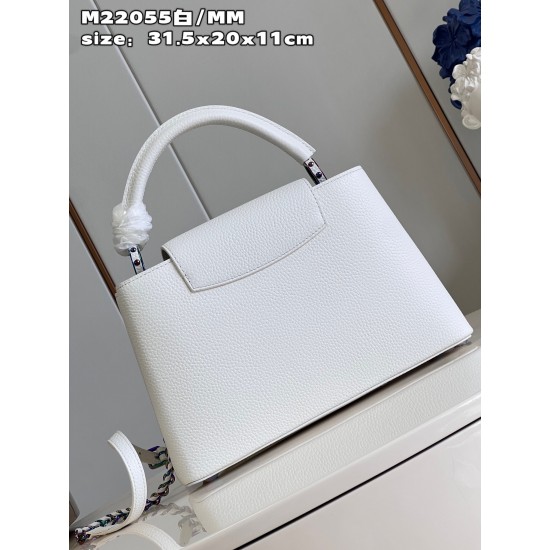 M22055 White Medium Capucines MM Handbagsize：31.5x20x11cm 