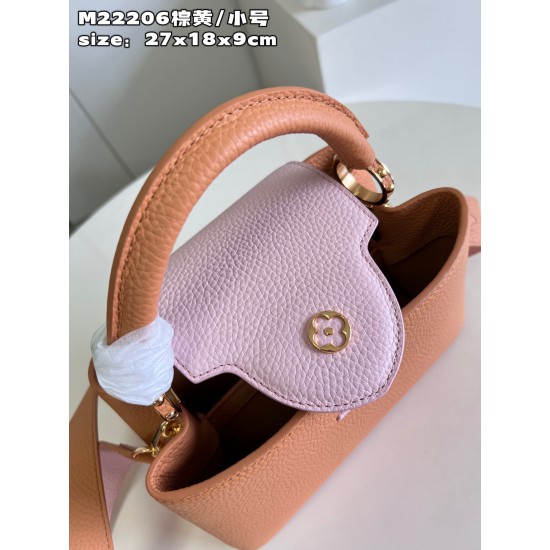  M22206 Brown Yellow Small Capucines BB Handbagsize：27x18x9cm