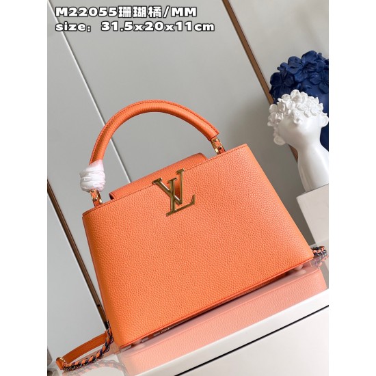 M22055 Coral Orange Medium Capucines MM Handbagsize：31.5x20x11cm 