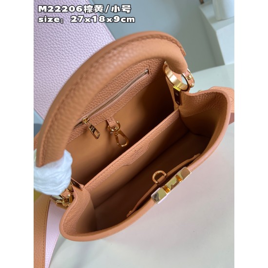  M22206 Brown Yellow Small Capucines BB Handbagsize：27x18x9cm