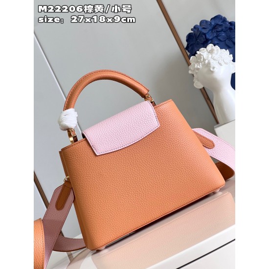  M22206 Brown Yellow Small Capucines BB Handbagsize：27x18x9cm