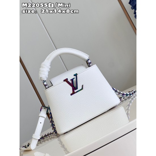 M22055 White Mini Capucines Mini Handbagssize：21x14x8cm