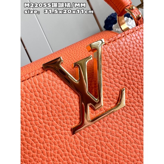 M22055 Coral Orange Medium Capucines MM Handbagsize：31.5x20x11cm 
