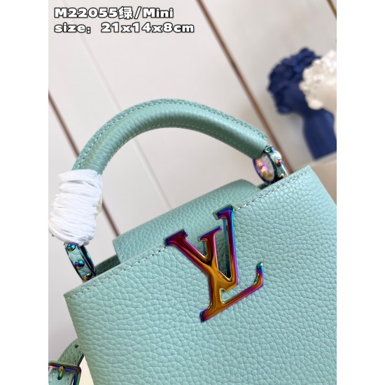M22055 Green Capucines Mini Capucines Mini handbag。size：21x14x8cm