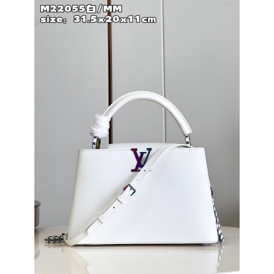 M22055 White Medium Capucines MM Handbagsize：31.5x20x11cm 