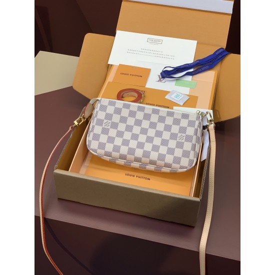 N41207 N41207 White Grid Mahjong Bag：21 x 13 x 3 cm。